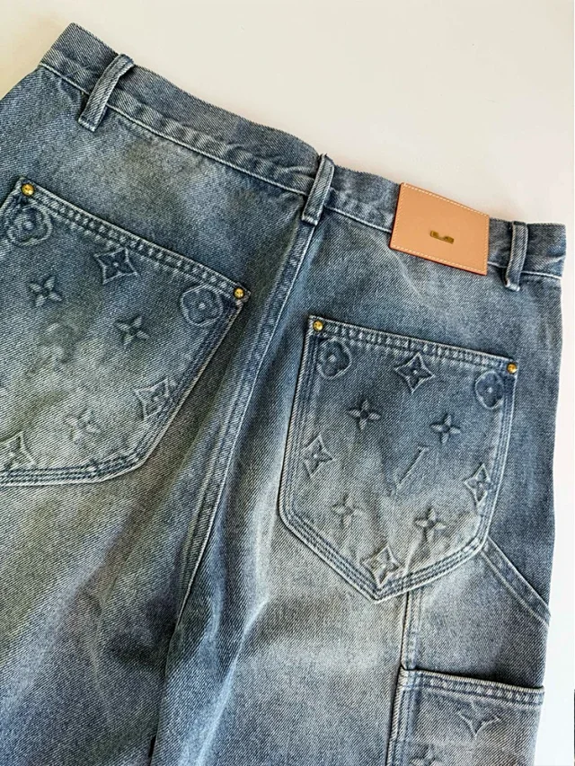 LV Embossed denim shorts