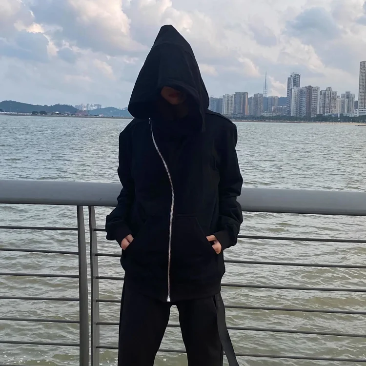 RO Diagonal zip wizard hat hoodie