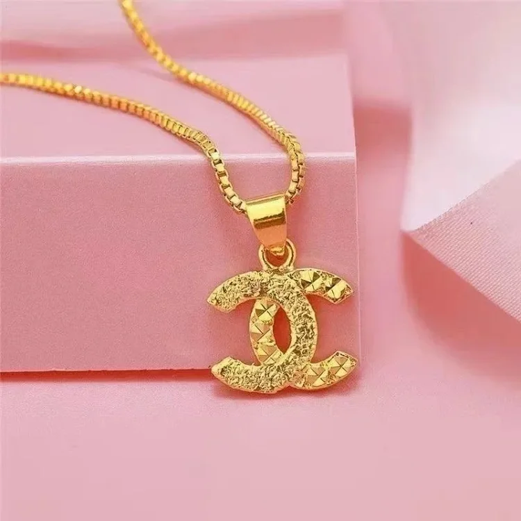 Vietnamese Sand Gold Women's Double C Necklace
